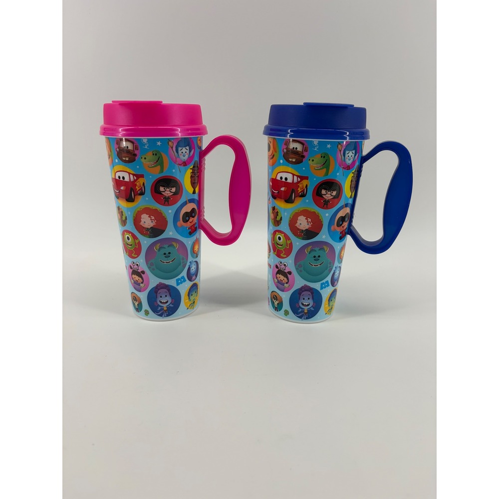 Disney Pixar Whirley Travel Mugs Set Toy Story Monsters Inc Characters 16oz 2pc